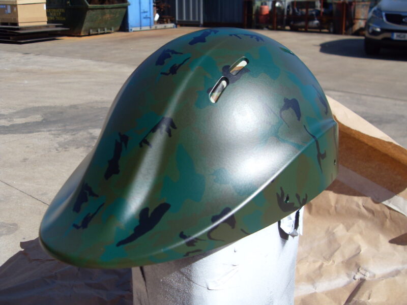 Protective Helmet Coated In Camouflage Hydrographic Film