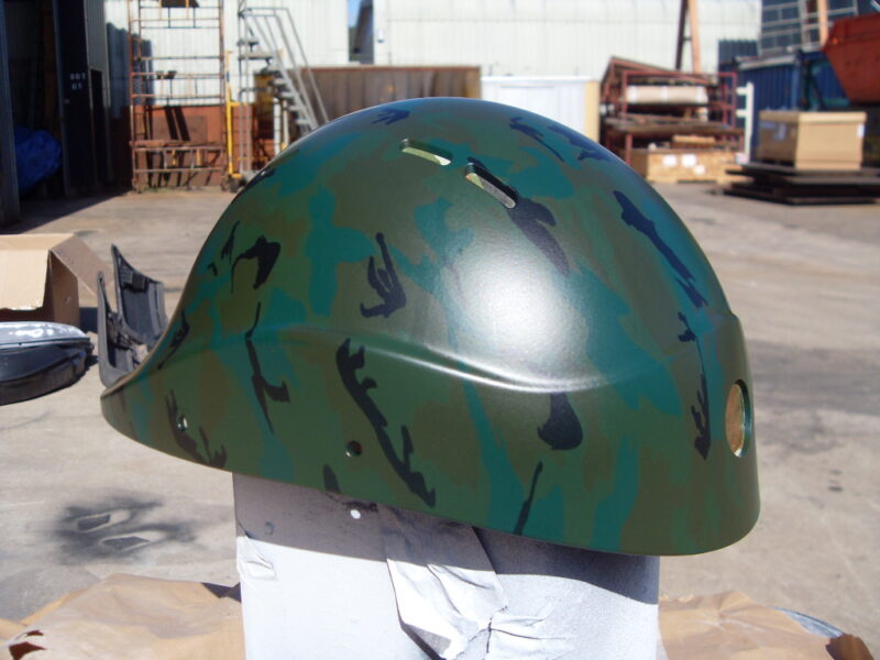 Protective Helmet Coated In Camouflage Hydrographic Film
