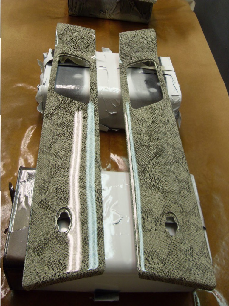 Car Interior Elements Coated In Snake Hydrographic Film