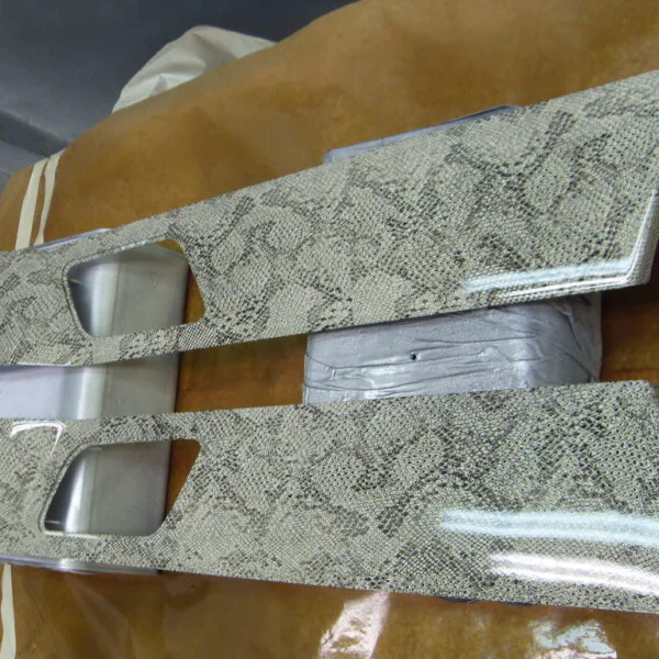 Car Interior Elements Coated In Snake Hydrographic Film