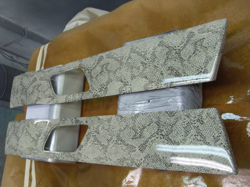 Car Interior Elements Coated In Snake Hydrographic Film