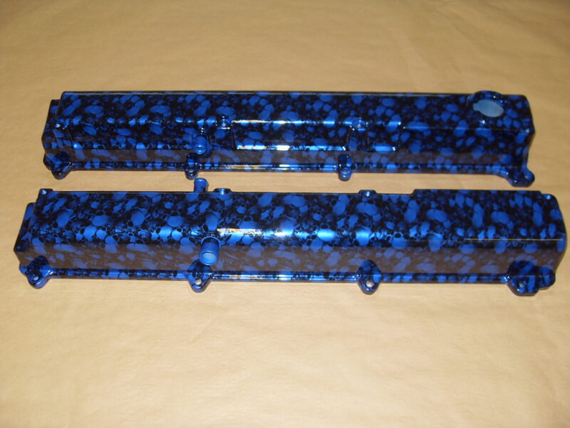 Car Engine Elements Coated In Skull Hydrographic Film Painted Blue