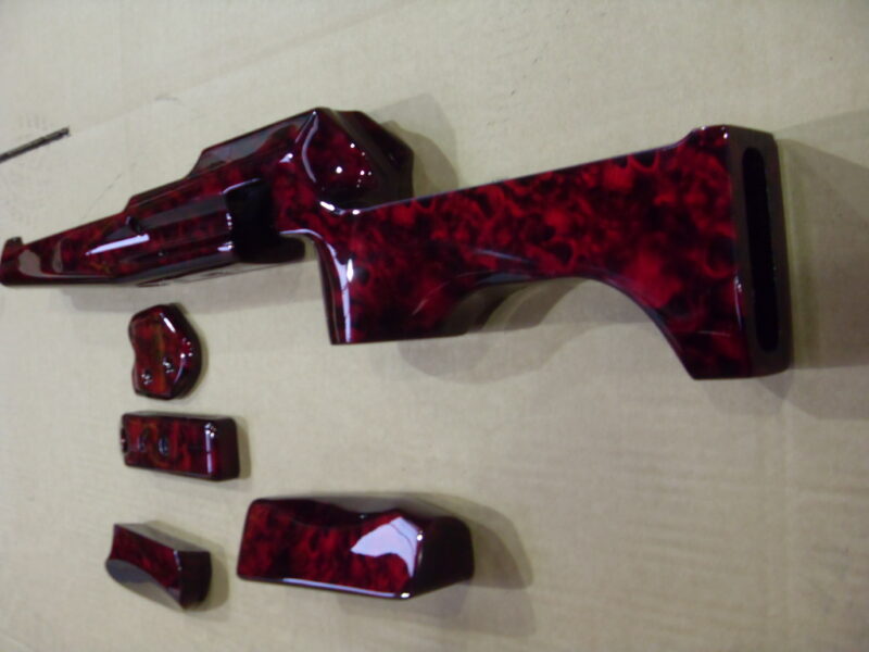 Guns Elements Coated In Skull Hydrographic Film Painted Dark Red