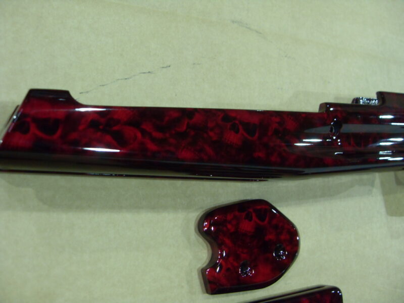 Guns Elements Coated In Skull Hydrographic Film Painted Dark Red
