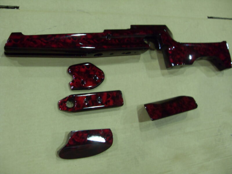 Guns Elements Coated In Skull Hydrographic Film Painted Dark Red