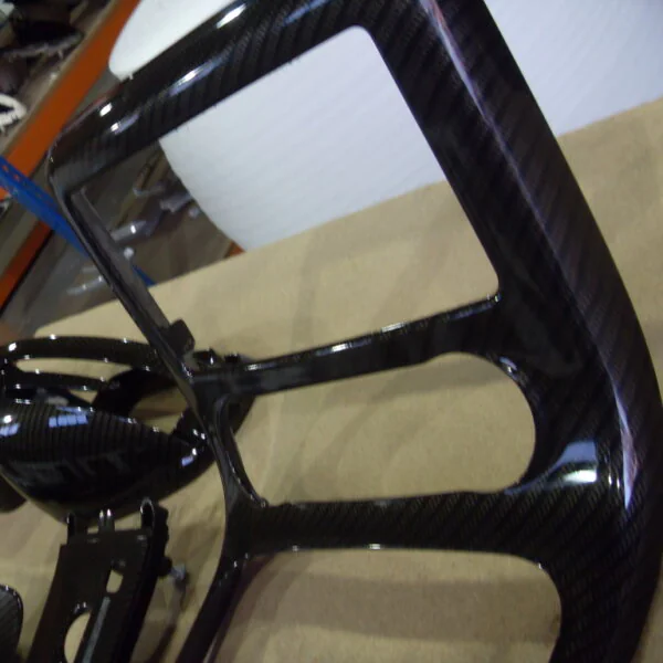 Car interior various parts coated in carbon fibre hydrographic film painted black