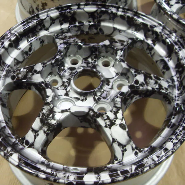 Car Alloy Wheels Coated In Skull Hydrographic Film