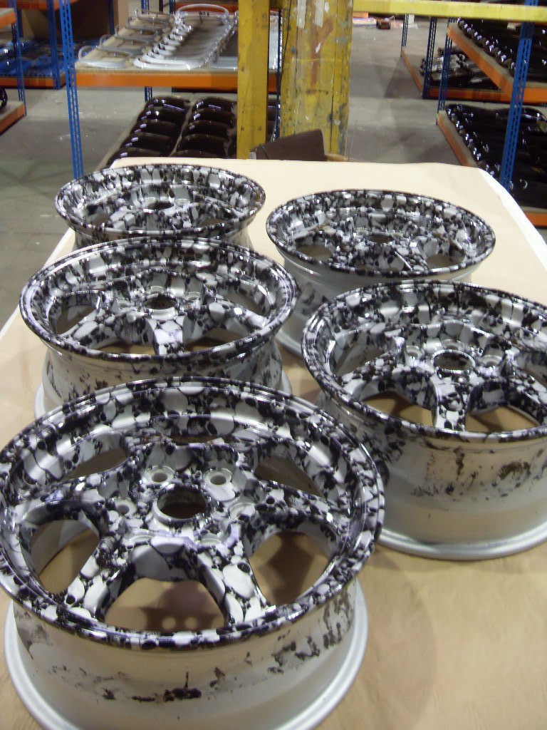 Car Alloy Wheels Coated In Skull Hydrographic Film