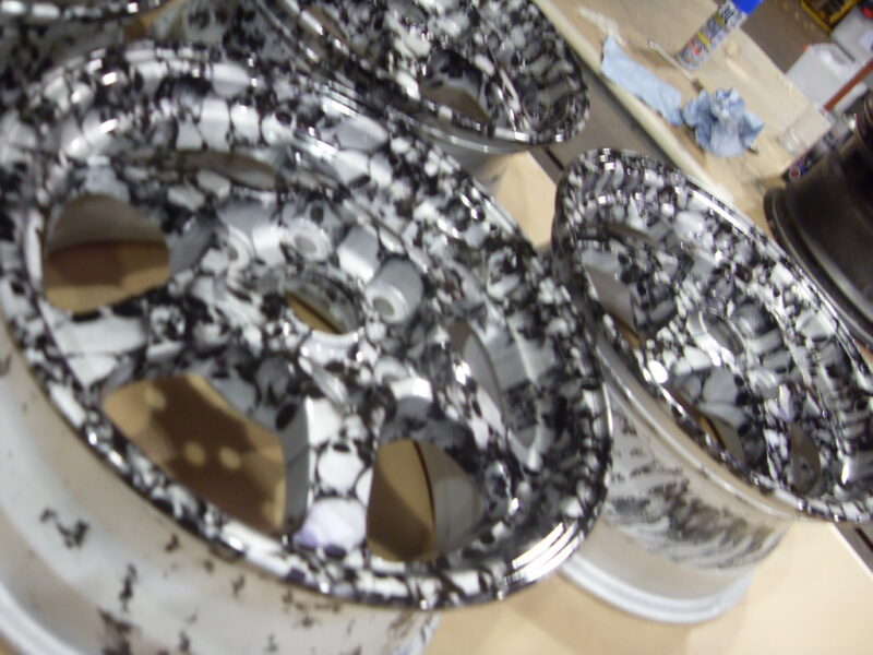 Car Alloy Wheels Coated In Skull Hydrographic Film