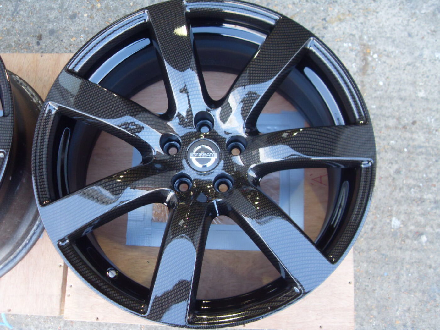 Nissan Alloy Wheels Coated In Carbon Fibre Painted Black