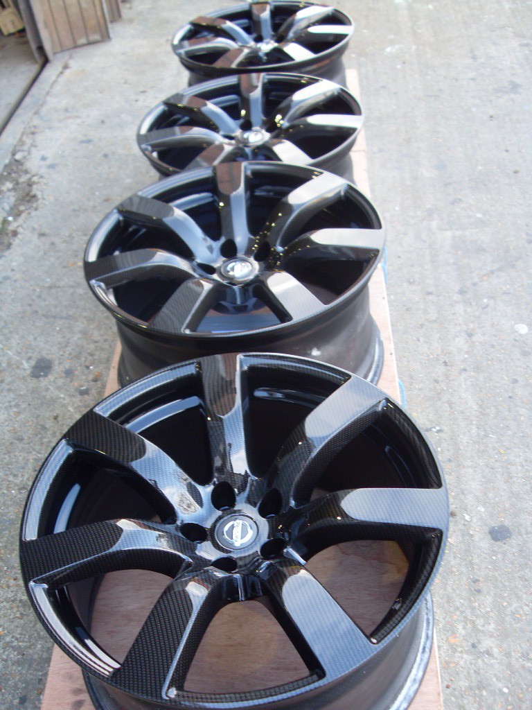 Nissan Alloy Wheels Coated In Carbon Fibre Painted Black