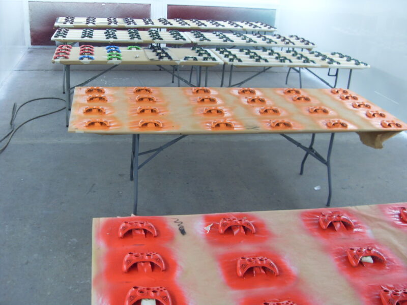 Console Game Controllers In Painting Chamber At Wicked Coatings