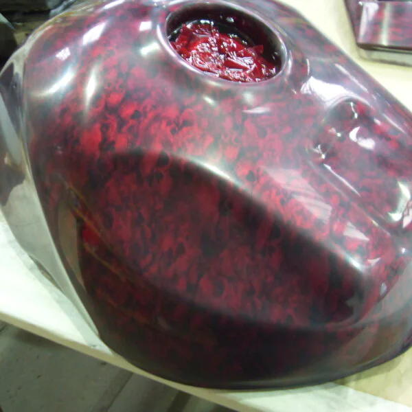 Motorbike Tank Coated In Skull Painted Red