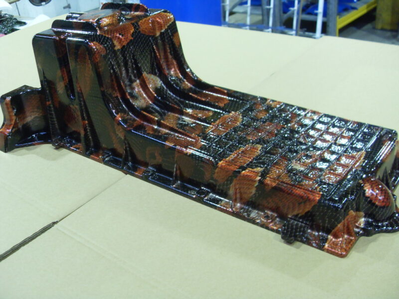 Car Engine Part Coated In Snake Hydrographic Film