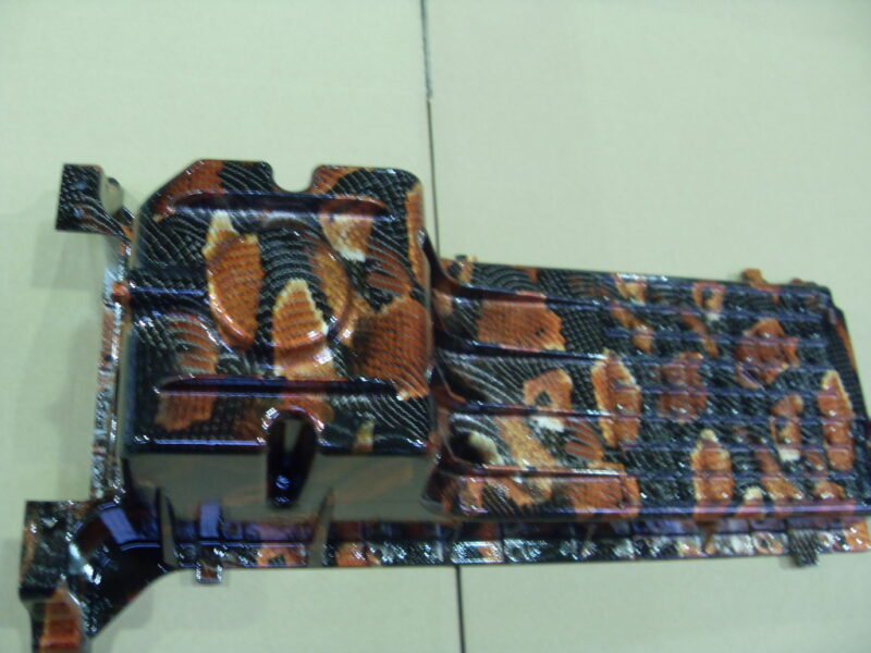 Car Engine Part Coated In Snake Hydrographic Film