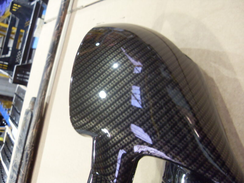 Car mirrors cover coated in carbon fibre hydrographic film painted black