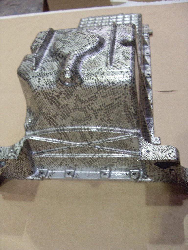 Car Engine Part Coated In Snake Hydrographic film