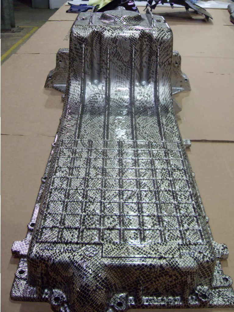Car Engine Part Coated In Snake Hydrographic film