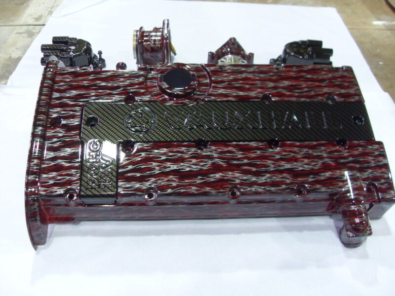 Vauxhall Engine Elements Coated In Flames Hydrographic Film