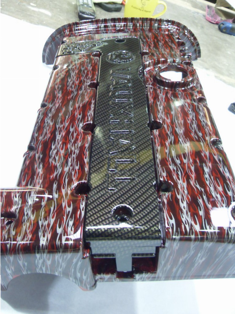 Vauxhall Engine Elements Coated In Flames Hydrographic Film