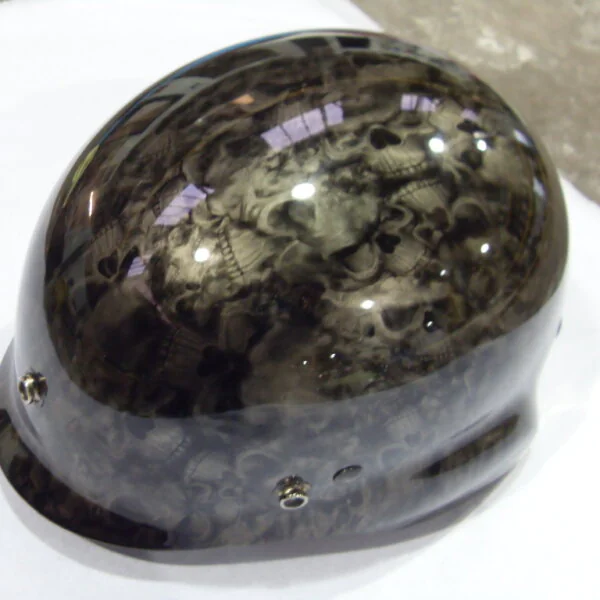 Motorbike Helmet Coated In Skull Hydrographic Film Painted Black