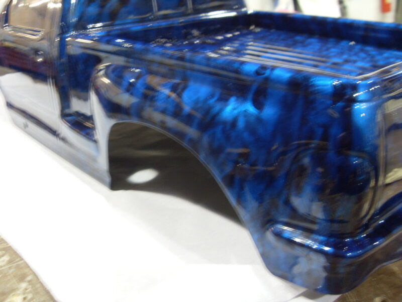 Car Model Coated In Skull Hydrographic Film Painted Blue