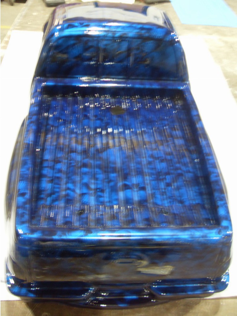 Car Model Coated In Skull Hydrographic Film Painted Blue