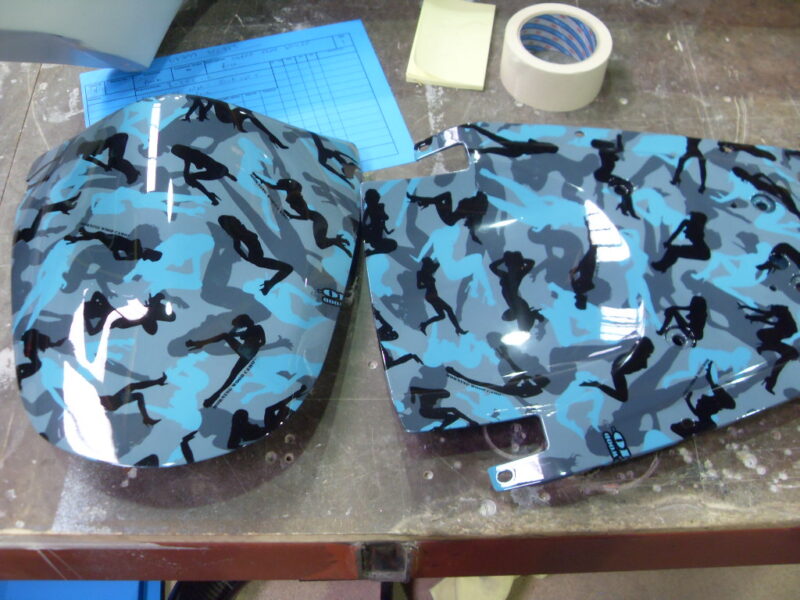 Motorbike Parts Coated In Fancy Illusion Hydrographic Film
