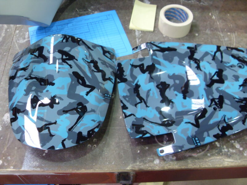 Motorbike Parts Coated In Fancy Illusion Hydrographic Film