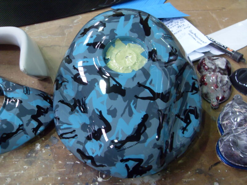 Motorbike Parts Coated In Fancy Illusion Hydrographic Film