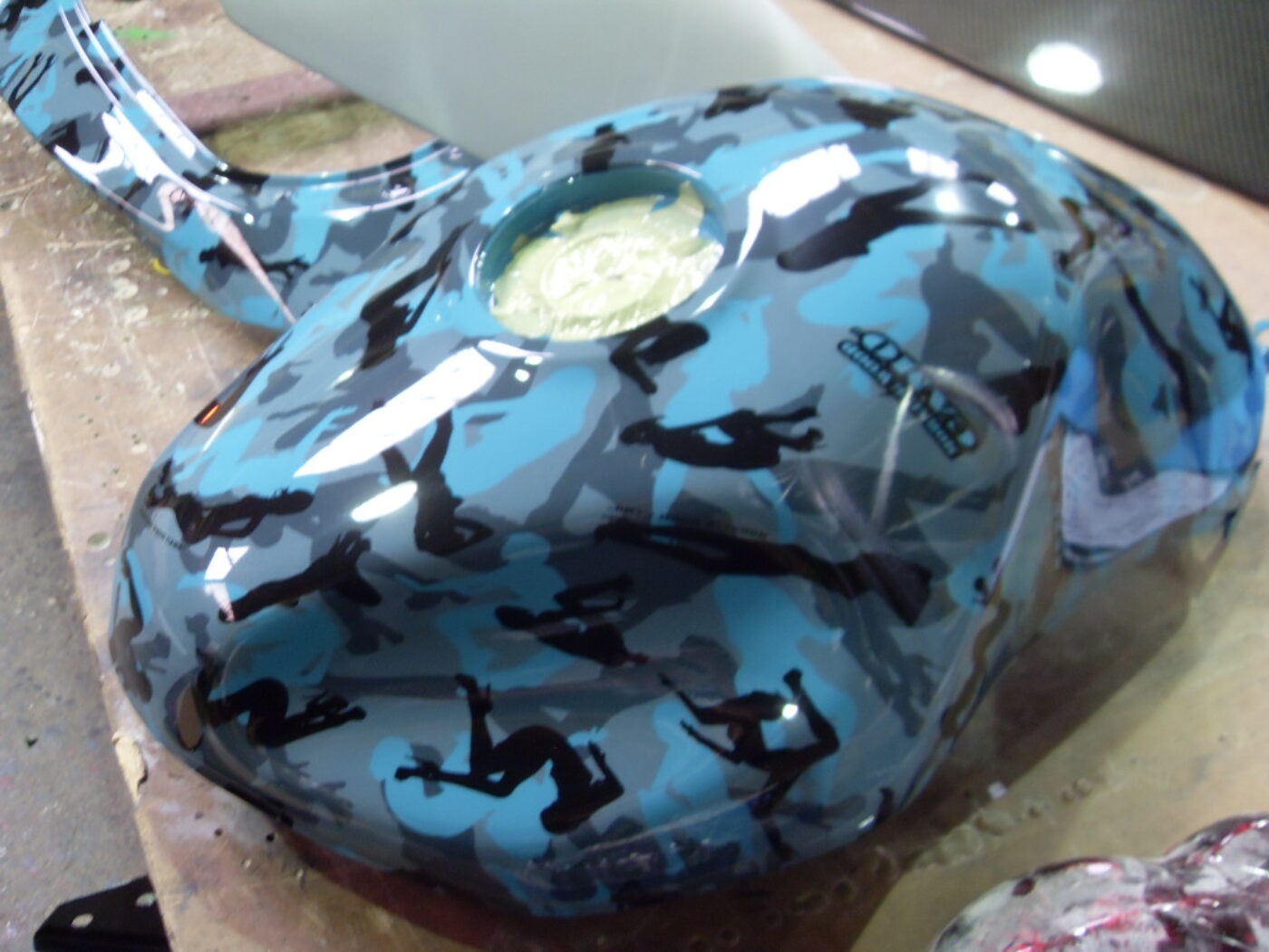 Motorbike Parts Coated In Fancy Illusion Hydrographic Film