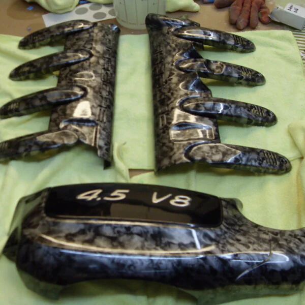 Porsche Cayenne Engine Elements Coated In Skull Hydrographic Film Painted Black