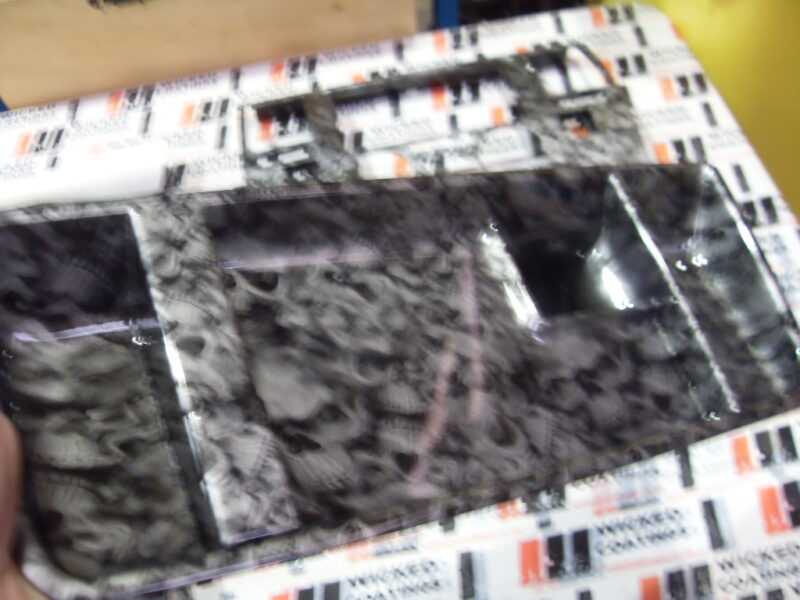 Car Dashboard Elements Coated In Skull Hydrographic Film Painted Grey