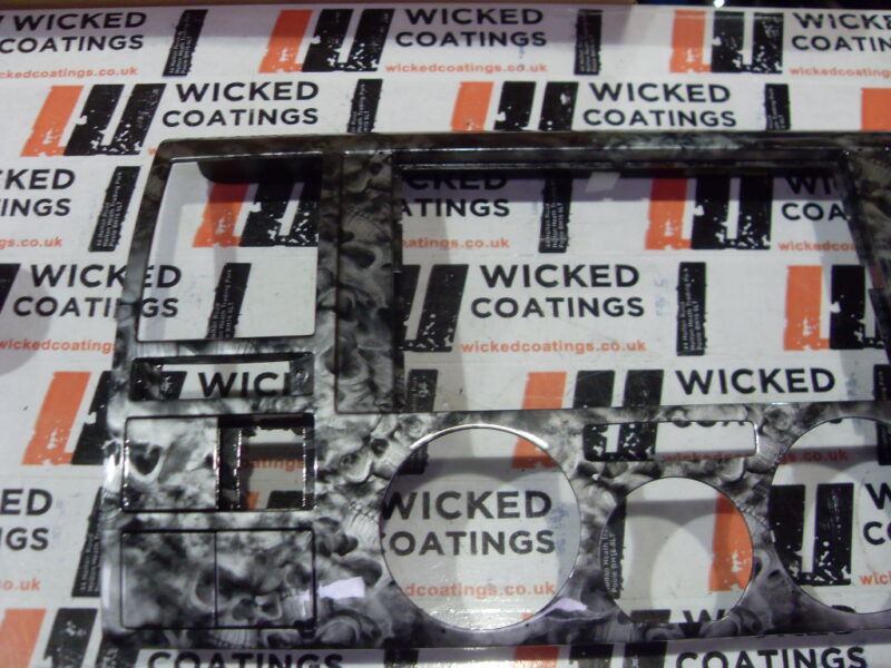 Car Dashboard Elements Coated In Skull Hydrographic Film Painted Grey