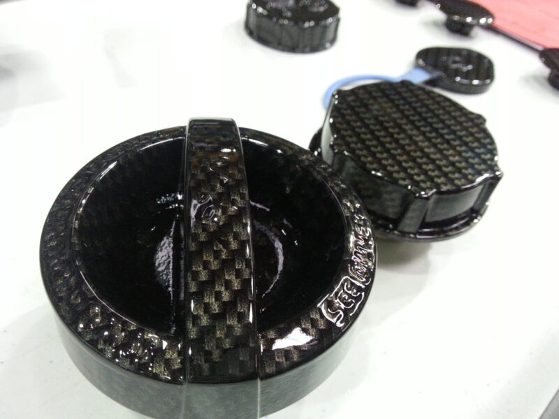 Car Engine Elements Coated In Carbon Fibre Hydrographic Film Painted Black
