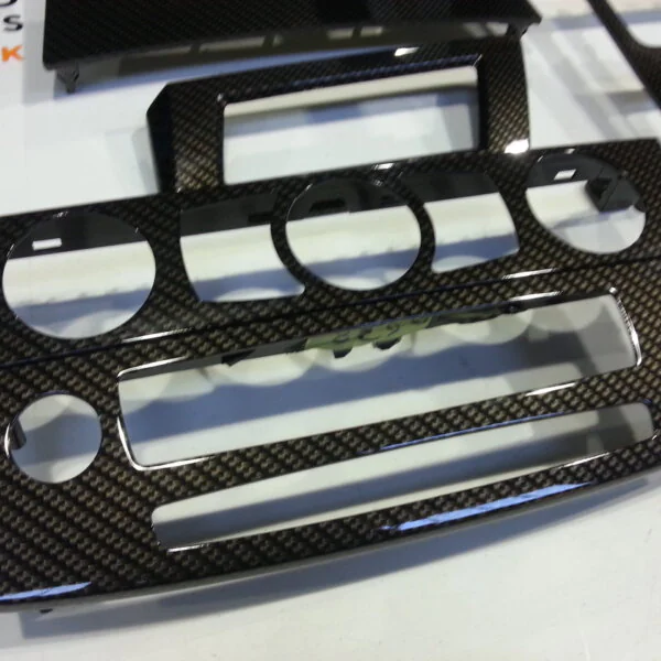 BMW interior various elements coated in carbon fibre hydrographic film painted black