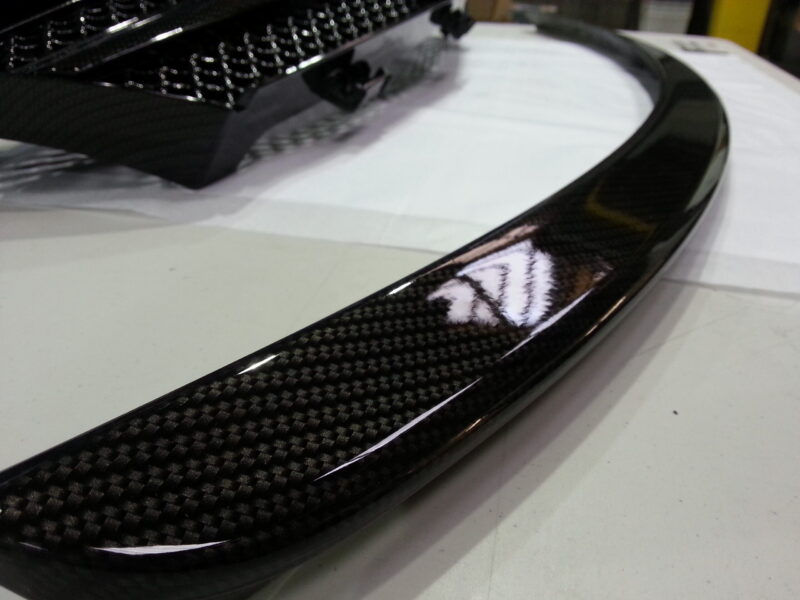 Mercedes radiator grill coated in carbon fibre hydrographic film painted black