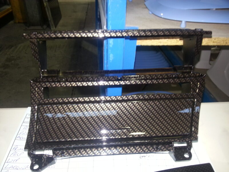 BMW interior various parts coated in carbon fibre hydrographic film painted black