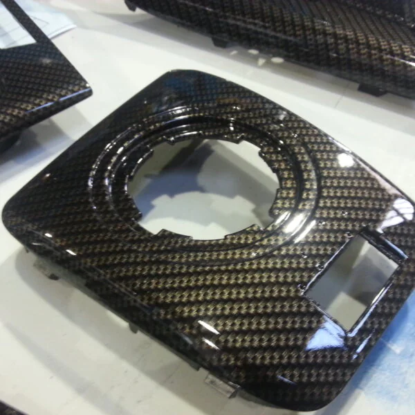BMW interior various parts coated in carbon fibre hydrographic film painted black