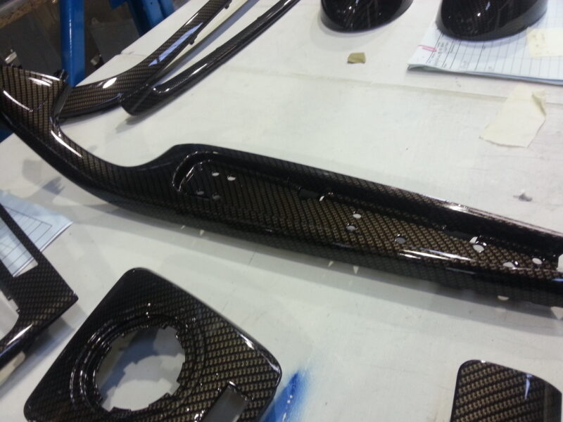 BMW interior various parts coated in carbon fibre hydrographic film painted black