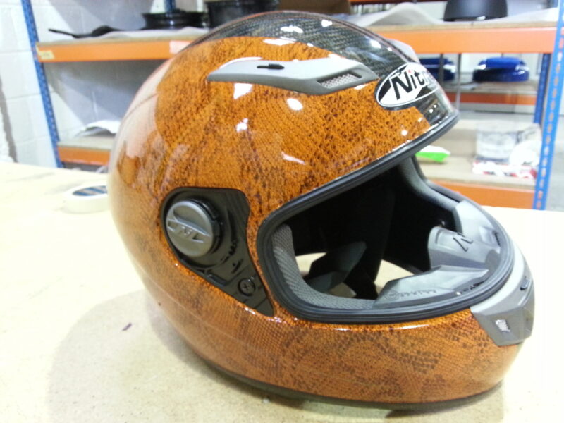 Motorbike Helmet Coated In Snake Skin Hydrographic Film