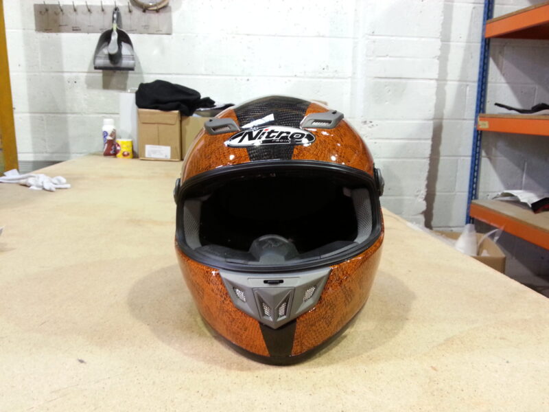 Motorbike Helmet Coated In Snake Skin Hydrographic Film