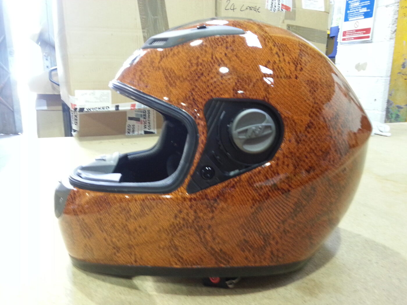 Motorbike Helmet Coated In Snake Skin Hydrographic Film