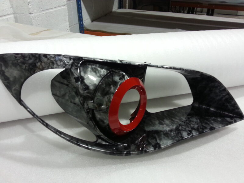 Car Lights Coated In Skull Hydrographic Film Painted Black