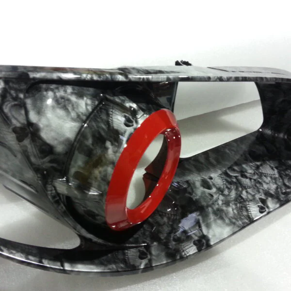 Car Lights Coated In Skull Hydrographic Film Painted Black