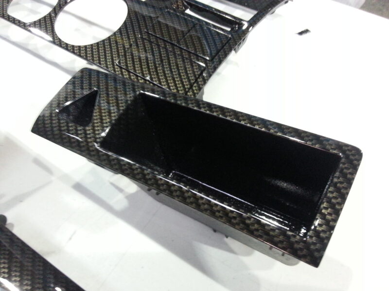 Car Interior Various Parts Coated In Carbon Fibre Hydrographic Film Painted Black