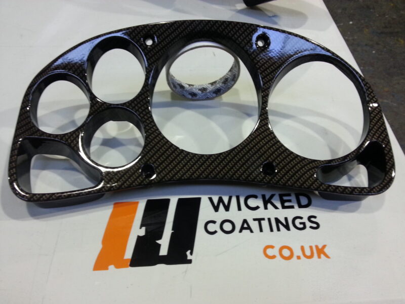 Ferrari F430 various parts coated in carbon fibre hydrographic film painted black