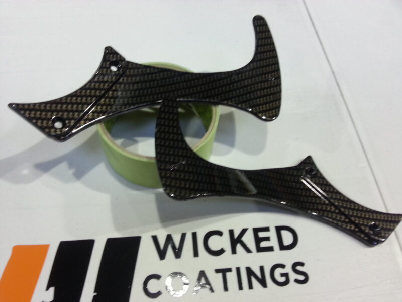 Ferrari F430 various parts coated in carbon fibre hydrographic film painted black