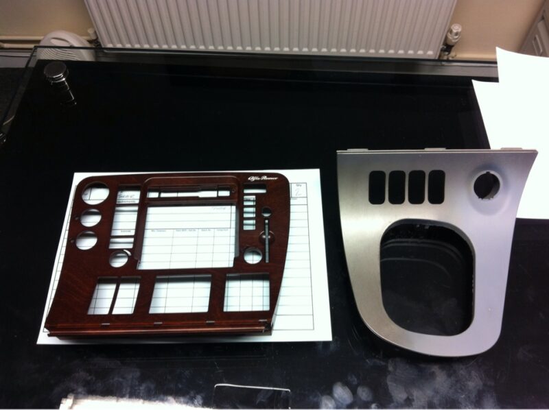 Alfa Romeo dashboard elements coated in carbon fibre painted silver