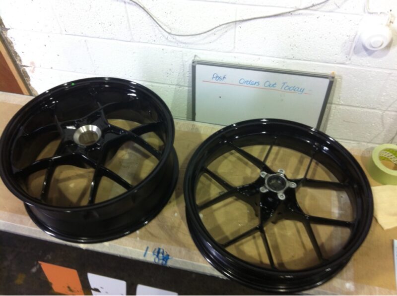 KTM Racing wheels painted black and orange